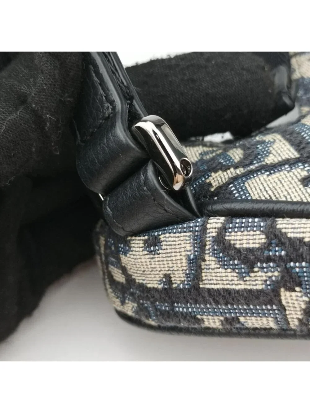 Dior Saddle Navy Gray Jacquard Handbag